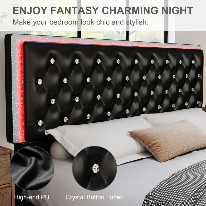 Diamond tufted headboard with crystal buttons discount